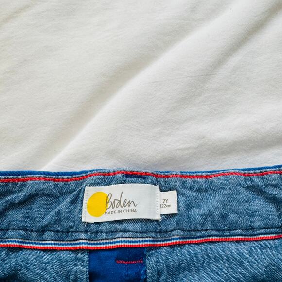 Boden Boys Classic Blue Chino Shorts Casual Summer Style Flat Front Size 7Y - Picture 4 of 5